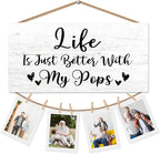 Pops Gifts Picture Frame Photo Holder for Wall, Fathers Day Papa Gift for Pop Grandpa, Thank You Grandfather Poppy Gifts from Granddaughter Grandson Hanging Photo Display
