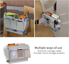 Bedside Caddy, Bed Organizer with 11 Pockets and Power Strip Holder, Versatile Bedside Storage Caddy for Home,Dorm,Bunk,Hospital,Crib Bed (2 Pack Grey)