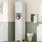 ChooChoo 67" Tall Bathroom Storage Cabinet Freestanding with Adjustable Shelves, Narrow Storage Linen Cabinet with 2 Doors and 1 Drawers for Bathroom, Living Room, Kitchen, White
