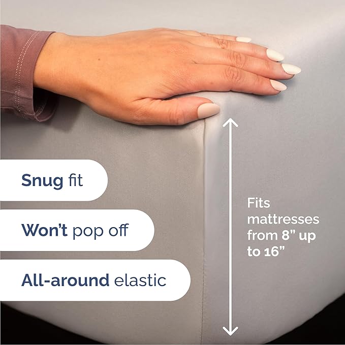 Cal King Sheets Set 6 Piece - Includes 4 Pillowcases - Bed Sheets Cal King - Soft Hotel Luxury Bedding - Cooling, Comfy & Breathable - 1 Flat & 1 Fitted & 4 Pillowcases w/ Deep Pockets - Light Grey