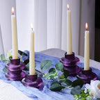 VOHO Purple Taper Candle Holders Ribbed Glass Gifts, 6 A Pack Candlestick Holders for Table Centerpiece Christmas/Halloween Decorations, Versatile Candle Holders for Candlesticks or Tea Lights Candles