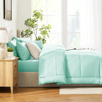 CozyLux Full Size Comforter Sets Mint Green, 7 Pieces Bed in a Bag, Green Comforter Full Size, All Season Bedding Sets with Stitch Quilted Comforter, Flat Sheet, Fitted Sheet, Pillowcases