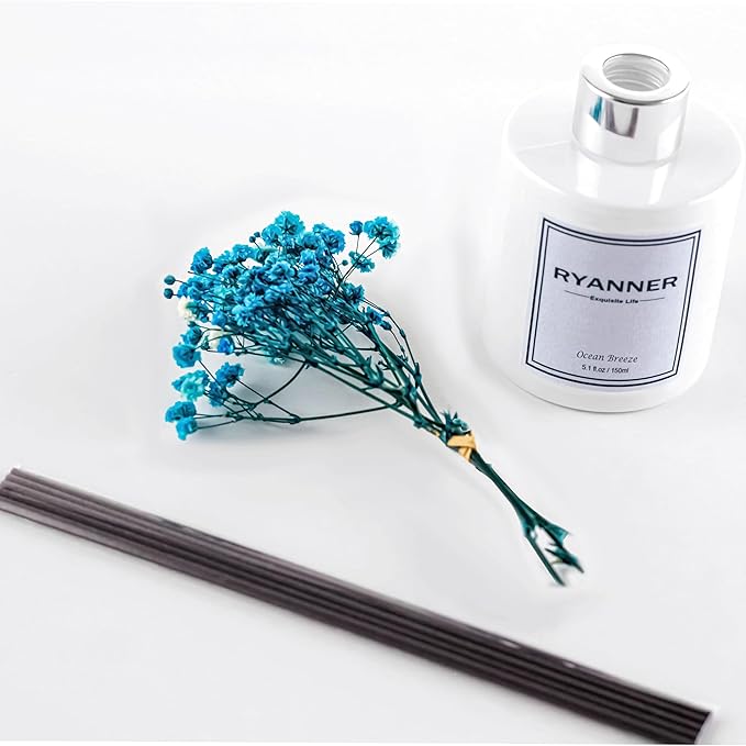 Reed Diffuser Set,5.1oz Ocean Breeze Scent Diffuser with Sticks Home Fragrance Reed Diffuser with Essential Oil for Bathroom Shelf Decor&Air Freshener,Home Bathroom Office Decor & Gifts