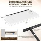 30" Floating Shelves for Wall, 12" Deep Slim White Floating Shelves, Wall-Mounted Shelves for Bedroom, Living Room, Kitchen, Bathroom - Set of 2