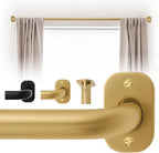 Blackout Curtain Rod Wrap Around Design - Adjustable 66-120 Inches - Wall/Ceiling Mount - Heavy Duty Metal - Room Darkening French Return Drapery Hardware - Modern Minimalist Bracket - Brushed Gold