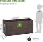 LEWIS&WAYNE Large Rectangular Block Planter Box Handmade Wicker Tall Planters for Outdoor Plants with Removable Liners Modern Planter for Indoor Outdoor Patio Deck - Brown, 30''x12''x16''