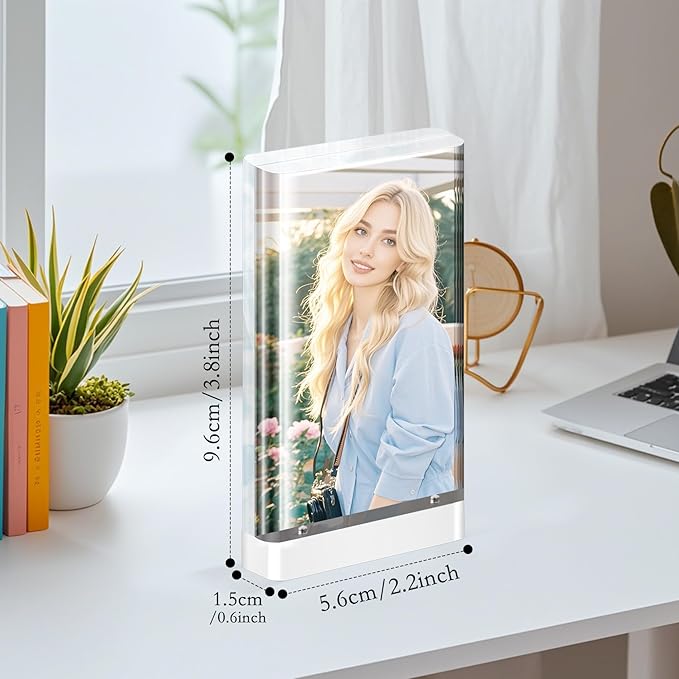 2x3 Small Picture Frame,Discreet Magnetic Wallet-Size Mini Acrylic Frames, Stereoscopic Effect, Compatible with Instant Film Photos,Freestanding Tabletop Display (4, 2X3 inch vertical)