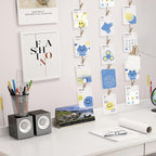 Photo Hanging Display with 50 Photo Clips, String Hanging Pictures Decor Wall Display, Clip Photo Holders for Hanging Kids Artwork On Wall Decor Home