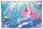 HZOHNAGO Mermaid Girls Tapestry Watercolor Mermaid Princess Pink Hair Pattern for Kids Room Decoration Printed Wall Tapestry Wall Hanging for Bedroom Living Room Dorm 90" W x 60" H