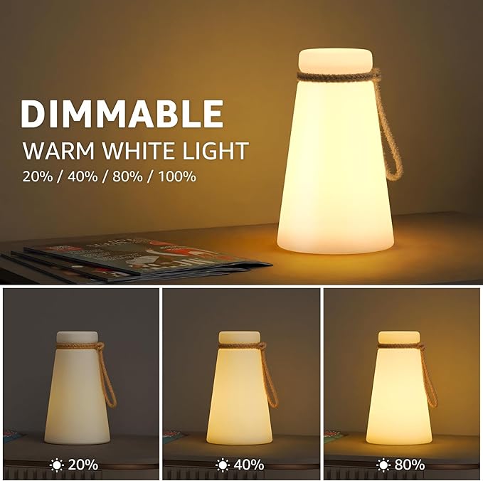 Portable Outdoor Table Lamp, Cordless Rechargeable Outdoor Table Lanterns RGB LED Lights with Remote, IP44 Water-Resistant Battery Operated Hanging Lamp for Patio Garden Camping Dining Room