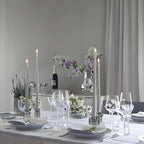 Double Sided Vintage Ribbed Taper Glass Candle Holders,Tea Candle Holder for Table Centerpieces, Wedding Decorations and Dinner Parties (Gray, 6 PCS)