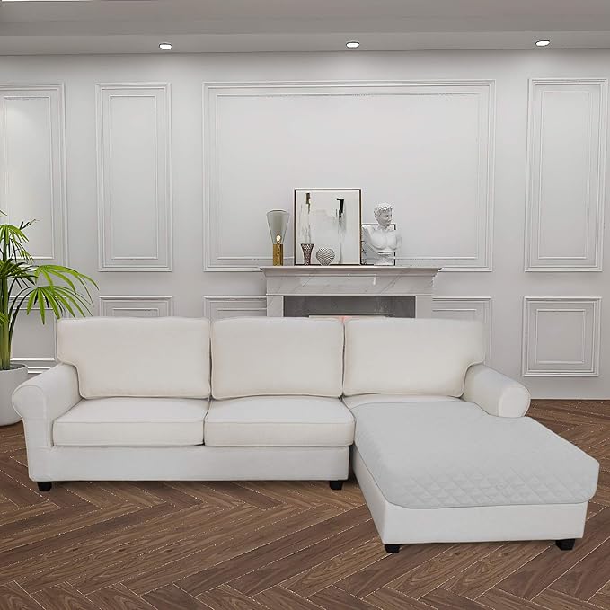 Easy-Going Sectional Couch Covers for Dogs L Shape Sofa Cover Reversible Sofa Slipcover Chaise Lounge Cover Furniture Protector Cover for Pets Dog Cat (42 x 52 inches, Light Gray/Light Gray)