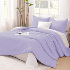 Litanika Lavender Comforter Twin/Twin XL Size, 2 Pieces Boho Lightweight Solid Bedding Comforter Set, All Season Fluffy Bed Set (66x90In Comforter & 1 Pillowcase)