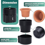 Phoenix Vine 6.5 Inch Self-Watering Planter Pot with Terracotta Insert, Deep Water Reservoir, and Ceramic-Alike BPA-Free Plastic Planter Pot for Plant, Modern Planter for Houseplants, Black, 53-A-S-2