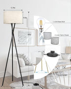 Lightdot Black Tripod Floor Lamp, Modern Floor Lamps for Living Room, Standing Lamp with Linen Shade, E26 Bulb Included, 66" Tall Floor Lamp for Bedroom, Home Office