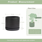 8 Inch Pots for Plants, Ceramic Planter Pot with Drainage Hole & Saucer, Indoor/Outdoor Cylinder Round Planter Pot, Matte Black