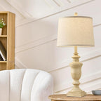 27.5" Vintage Farmhouse Table Lamps Set of 2 Bedside Lamp, 3 Way Dimmable Bedroom Lamps with 2 USB Ports +AC Outlet Touch Nightstand Lamp Rustic Lamp (Rotary-Antique Beige)