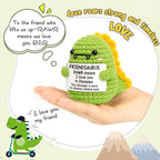 OCCdesign Mini for Women Christmas Birthday I Love You Friendsaurus Handmade Positive Crochet Dinosaur for Friendship Chrismas Inspirational Gift for Bestie Best Friends BFF