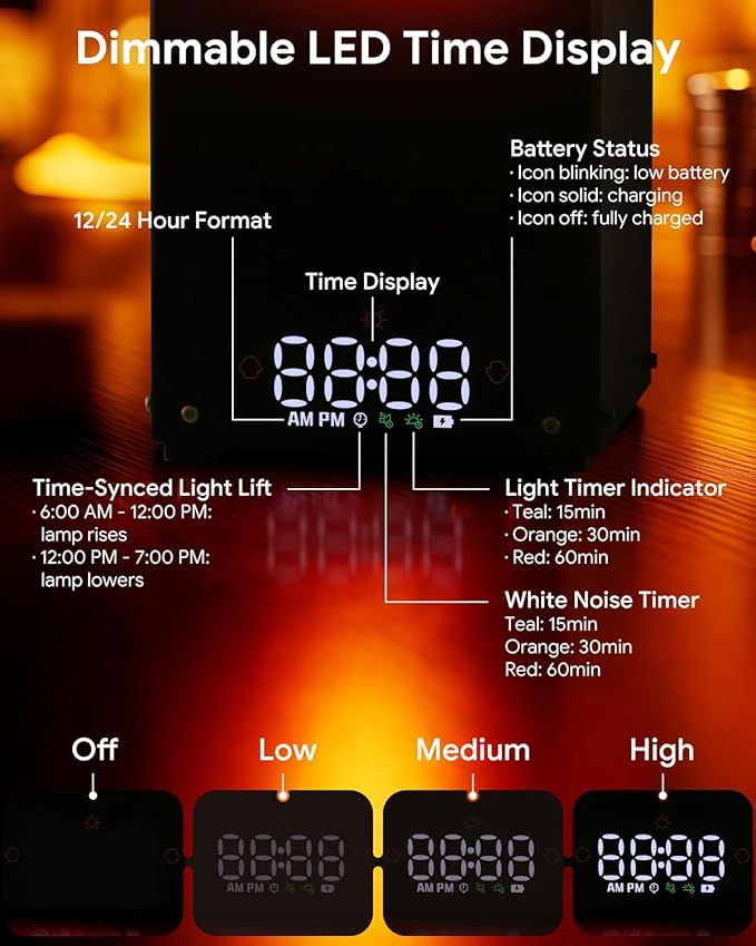 Sunset & Sunrise Table Lamp, Dimmable Ambient Desk Lamp with 6 White Noise Sounds, Touch & Remote Control with Timer for Bedroom, Living Room, Home Office, Bar, Restaurant