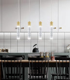 4-Lights Modern Crystal Chandeliers for Kitchen Island Mini Pendants Lighting Fixture LED Ceiling Light for Dining Room Living Room 6000K