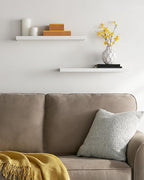 BAYKA Floating Shelves Set of 2, 22.5" Rustic Wood Wall Mounted Shelves for Bathroom, Bedroom, Living Room, Kitchen & Office, Hanging Display Shelf with 22 lbs Capacity (White)