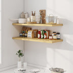 Dreamland 40" Floating Shelves for Wall, 12" Deep Slim Oak Floating Shelves, Wall-Mounted Shelves for Bedroom, Living Room, Kitchen, Bathroom - Set of 2