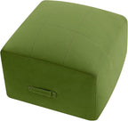 MeMoreCool Square Stuffed Pouf Ottoman Foot Rest, Floor Pouf Foot Stool with Foam Chunk Filling, Soft Stuffed Ottoman Footrest for Living Room, Green