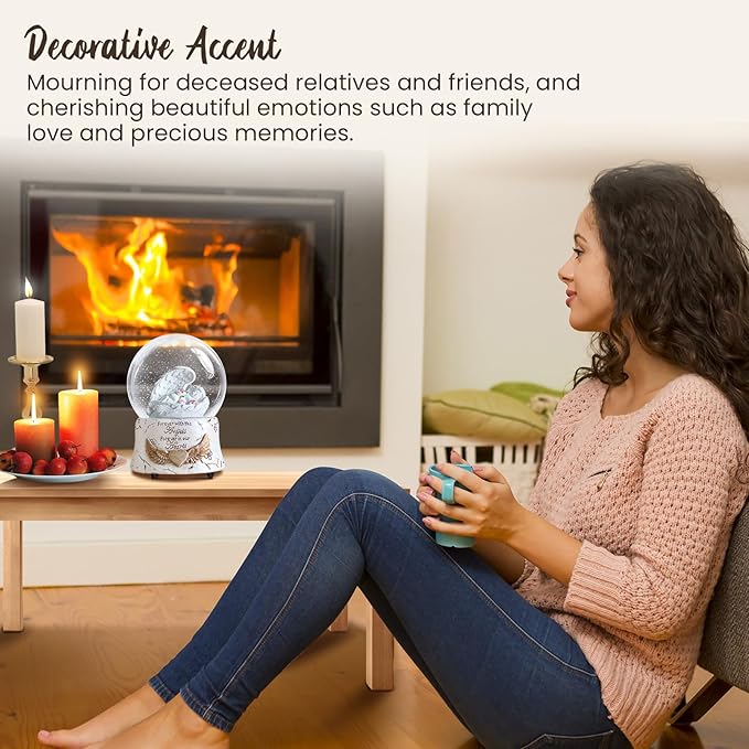 Fall Indoor Decor Angel Statue, Healing Angel Figurines for Women, Thanksgiving Gift Ideas,Resin Angel Statue Music Snow Globe Cat Dog Pet Memorial Gifts, pet Loss Sympathy Gift