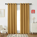 Fcosie Bronze Grommet Flame Retardant Curtains, Room Darkening Fire Resistant Drapes for Kitchen, Fireproof Drapery for Patio, 80% Light Reducing Window Draperies, Oak, 84W x 84L Inches, 2 PCS