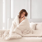 MUXHOMO 7 Pieces California King Comforter Set, Seersucker Bed in a Bag Cal King Size, All Season Luxury Bedding Set with Comforter, Flat Sheet, Fitted Sheet, Pillowcases & Shams, Beige