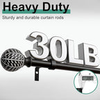 2 Pack Black Curtain Rods for Windows 48 to 84 Inch,1'' Diameter Drapery Rods with Leaf Pattern Finials,Decorative Adjustable Heavy Duty Curtain Rods Set,36-88''