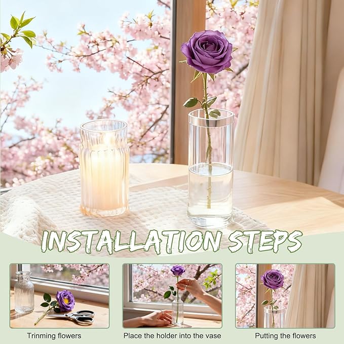 10PCS Creative Floating Floral Arrangement Holder, 2025 Innovative Floating Flower Display Stand, Clear Acrylic Floating Flower Bowl Stem Holder, Modern Floating Vase Pedestal Stand (Small)