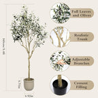 Artificial Olive Tree 5.4 ft Natural Olive Branches and Realistic Leaves for Modern Home Office Living Room Floor Decor 65 Inch