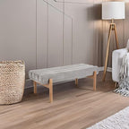 Upholstered Bench Grey Modern End of Bed Bench Chenille Fabric Bedroom Bench for Entryway Living Room Vanity Makeup Room, 47" Long, Wooden Legs