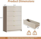 5 Drawer Dresser for Bedroom, Tall Dresser Chest of Drawers with Gold Handles, 32 Inch Wide Nightstand with for Bedroom, Living Rooms, Offices, and Entryways, Beige