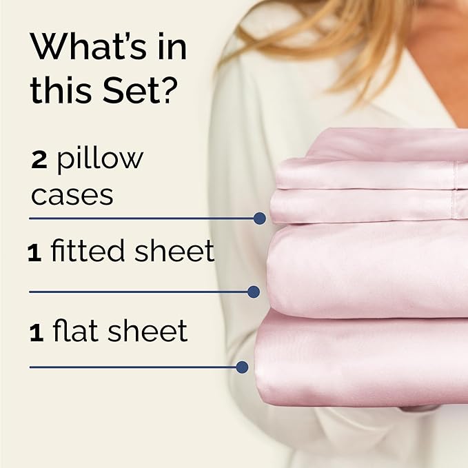 Twin Sheets Set 4 Piece - Includes 2 Pillowcases - Bed Sheets Twin Size - Soft Hotel Luxury Bedding - Cooling, Comfy & Breathable - 1 Flat & 1 Fitted & 2 Pillowcases w/ Deep Pockets - Lavender Pink