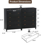 5 Drawer Double Dresser for Bedroom, Modern Wide Chest of Drawers with Fluted Panel Design,Wood Storage Dressers Chest of Drawers for Bedroom Living Room Hallway Closet,Black,2 Sets