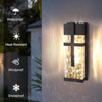 Hammered Glass Outdoor Wall Lantern, Dusk to Dawn Wall Sconce Lighting, 2 Pack Outdoor Light Fixtures, Exterior Porch Light with Waterproof, Modern Wall Lamp for Garage, Doorway, Patio(Bulb Included)