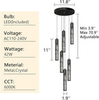 Modern Pendants Light for Kitchen Island Crystal Mini Chandeliers Dining Room LED Pendant Lighting Fixture High Ceiling Hanging Lights Bedroom Island Kitchen Foyer 6000K White Light Fixtures Black