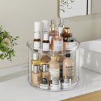 2 Pack 2 Tier Lazy Susan Organizer, 9.25'' Lazy Susan Turntable for Cabinet, Stackable Turntable Organizer Rotating Spice Rack Organization for Kitchen Countertop, Pantry, Bathroom, Clear