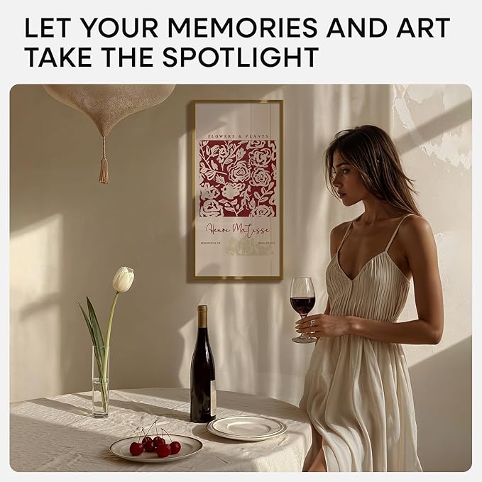 Homeforia 11x22 Bronze Newspaper Frame, High End Metal 11 x 22 Picture Frame without Mat, 22x11 Thin Bronze Poster Frames for Wall, 11by22 inch Display Photo Frames, Tempered Glass, Wall Kit, Set of 1