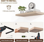 48 Inch Floating Shelves, 3D Textured Wood Grain, 48"x9.25"x1.5" Inch Deep Floating Shelves for Wall, Wooden Shelves for Bathroom, Bedroom, Living Room, Vintage White Oak