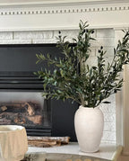 Handcrafted Flower Vase, 10.5" Tall Terracotta Vases, Vintage White Vase, Rustic Antique Décor, Wide Mouth, Matte Finish for Home Office Resto Café Decoration