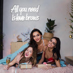 WLHOPE All you need is Brows Neon Sign White Led Neon Signs for Wall Decor, Nails Neon Signs USB Letter Neon Light Signs for Bedroom Girls Room Beauty Shop Nails Room Party Gift, Neon Nail Sign