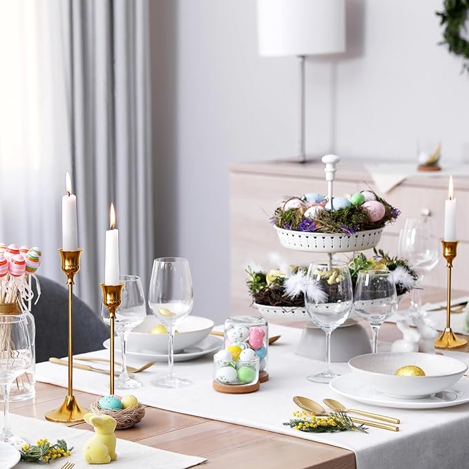 Candlestick Holders Gold, 12 Packs Taper Candle Holder for Candlesticks, Candle Sticks Holder Decor for Home Decor