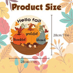 Fall Decorations for Home - Welcome Sign for Front Door,Rustic Round Wood Wreaths for Outdoor,Maple Leaves Garland Porch Decor for Thanksgiving Friendsgiving - Fall Decor for Room Kitchen Wall