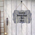 Personalized Wooden Welcome Sign Front Door Decor Home Sign Customized Image/Text Hanging Farmhouse Decorations for Home Office 11.2 * 8 Inch