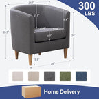 Accent Barrel Chair, Modern Comfy Living Room Chairs with Armrest Small Reading Chair with Cozy Soft Padded for Bedroom Reception Room Cafe,Grey