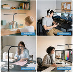Full Spectrum LED Desk Lamp, Sun Lamp 15W Eye-Caring Table Light with CRI≥95, Flicker-Free, Low Blue Light, 2700K-6500K, Stepless Dimming, 360° Arm, Clamp Base for Office & Study