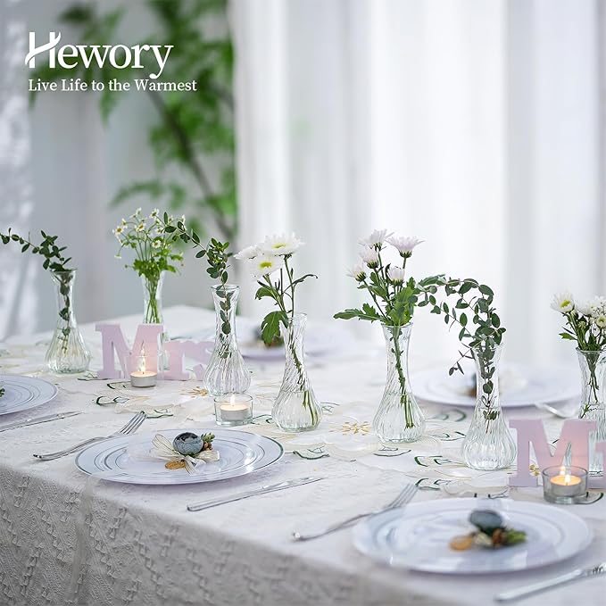 Glass Bud Vase Set of 12 - Hewory Small Vases for Flowers, Clear Bud Vases in Bulk, Cute Glass Vases for Centerpieces, Mini Floral Vase for Wedding, Events, Home Decor, Table Centerpiece